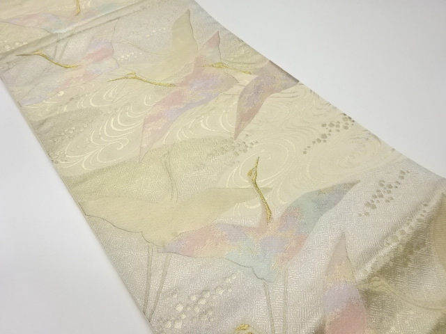 リサイクル　群鶴模様織出し袋帯